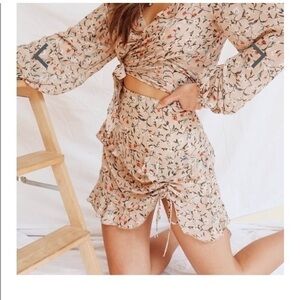 Two piece floral/flowers  skirt + crop set